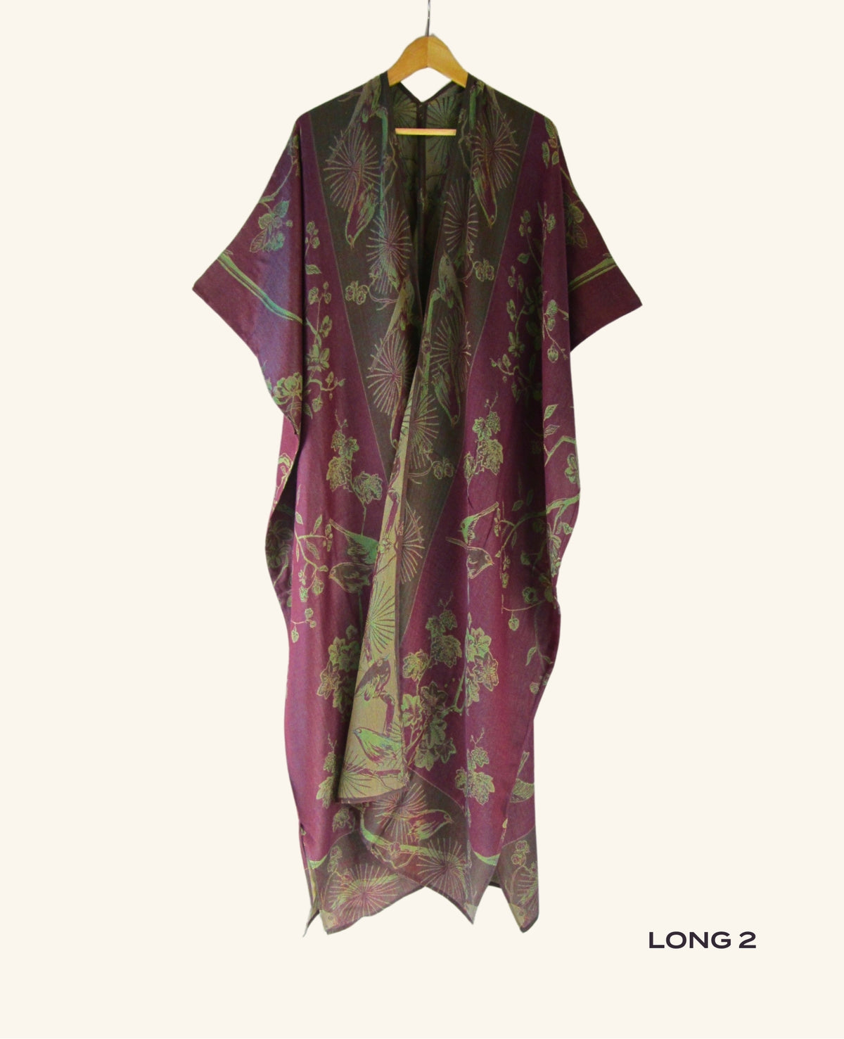 Reversible Kimono in Plum & Green