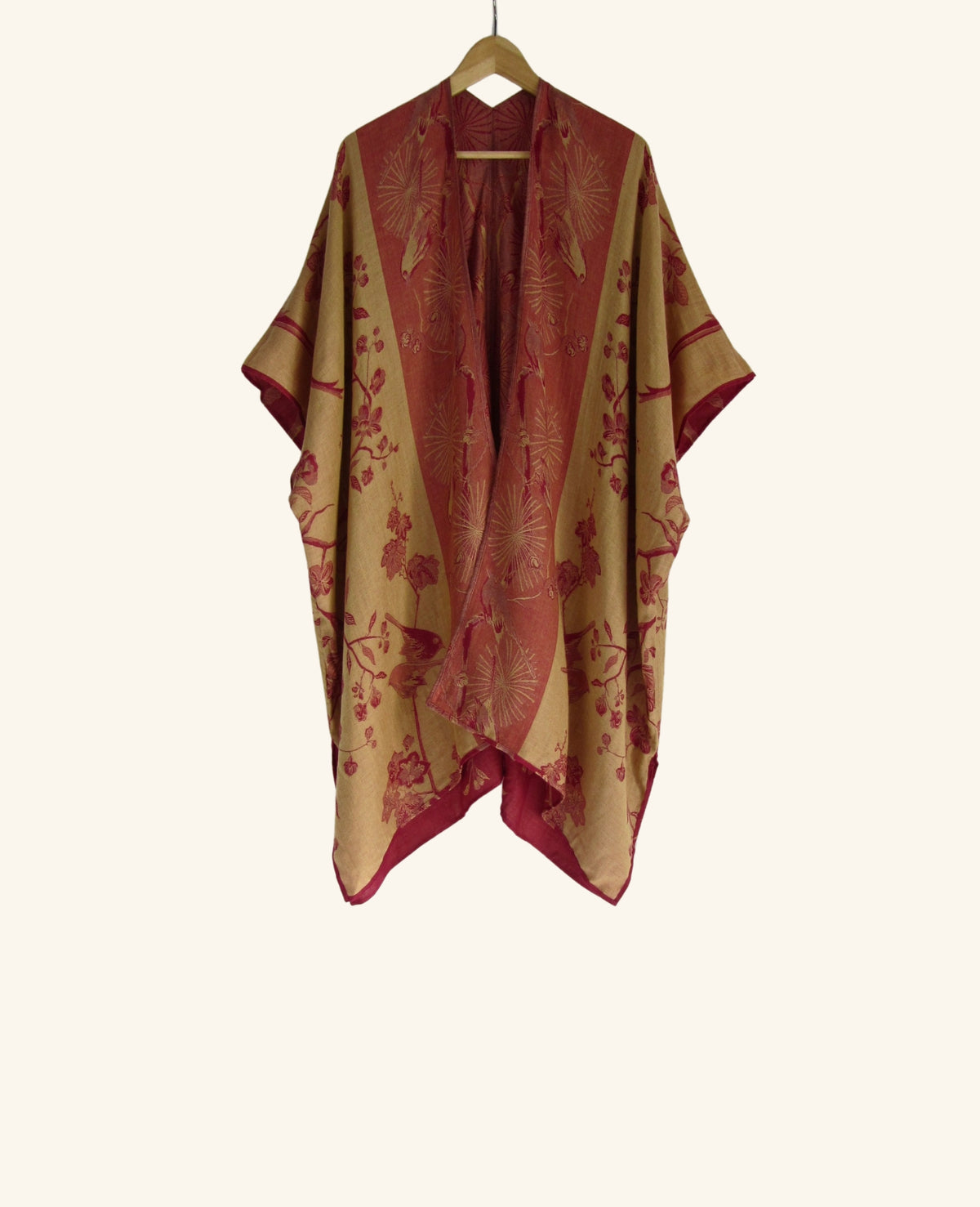 Reversible Kimono in Ruby Pink & Yellow Peach